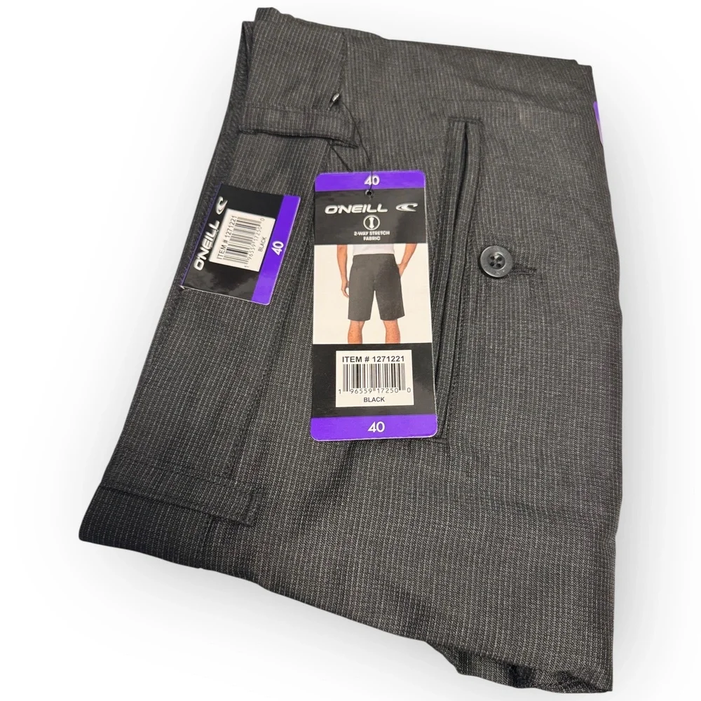NWT O’Neill Men’s Drive Fixed Waist Shorts – Size 40 – Black – 10” Inseam
